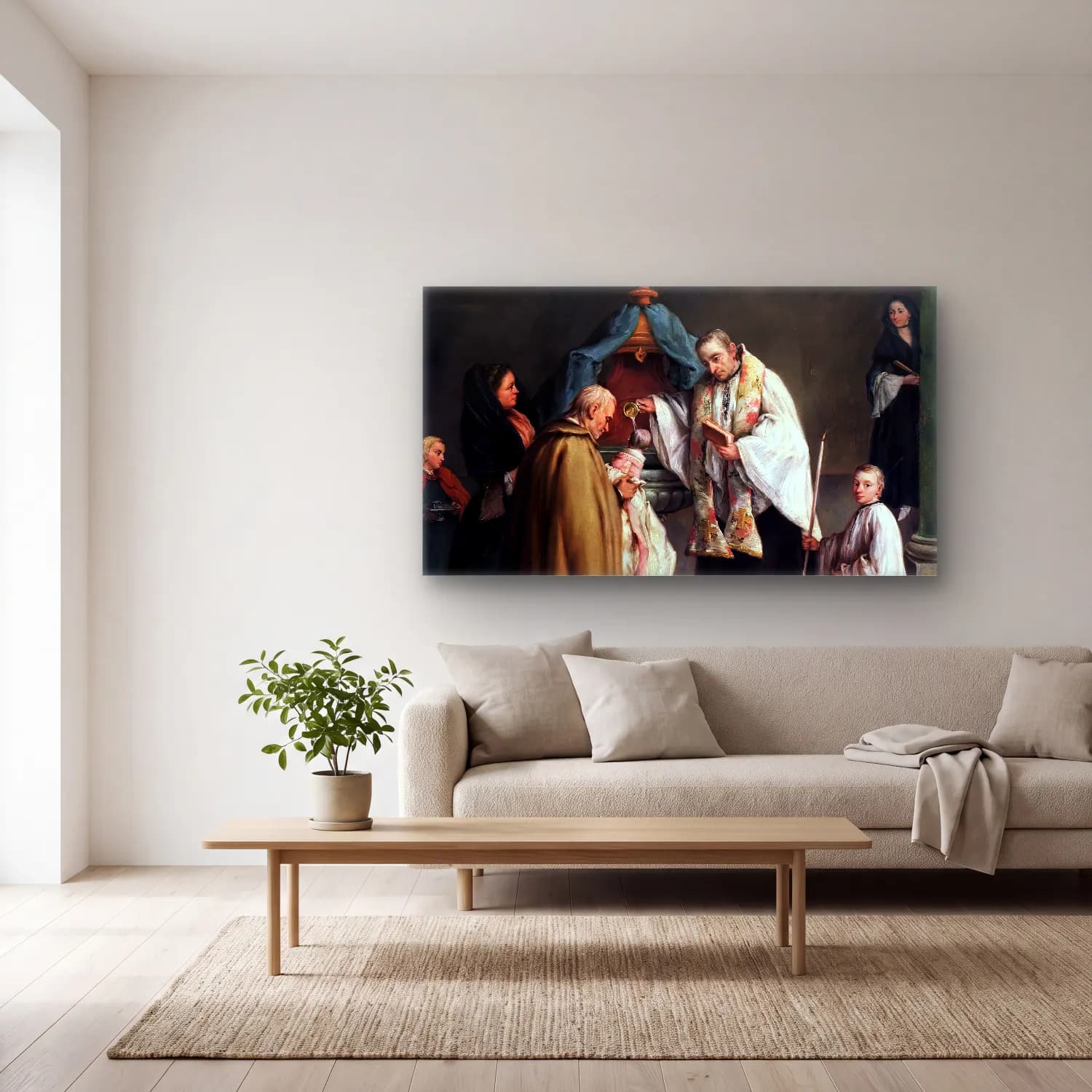 Pietro Longhi – The Baptism cam tablo — açık renk salonda