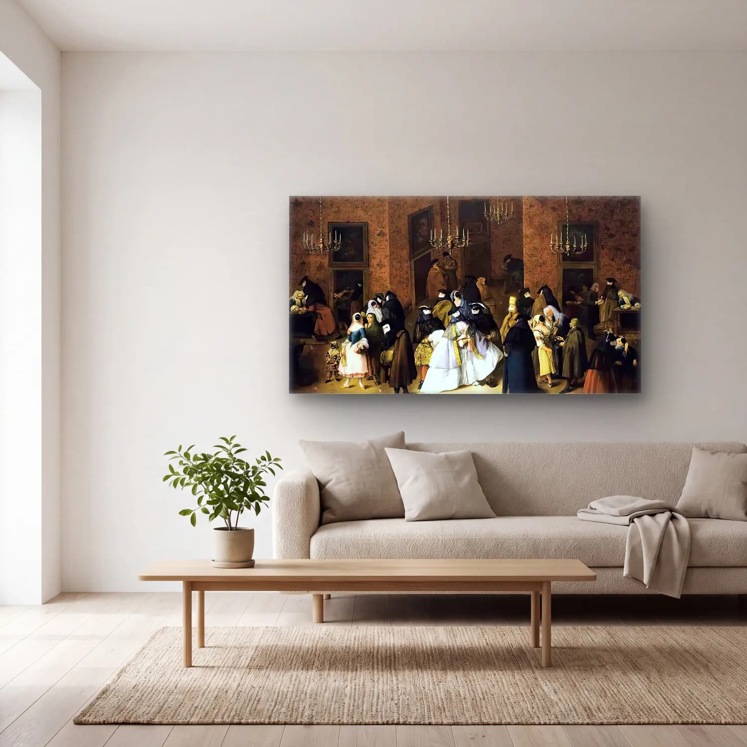 Pietro Longhi – The Ridotto in Venice cam tablo — açık renk salonda