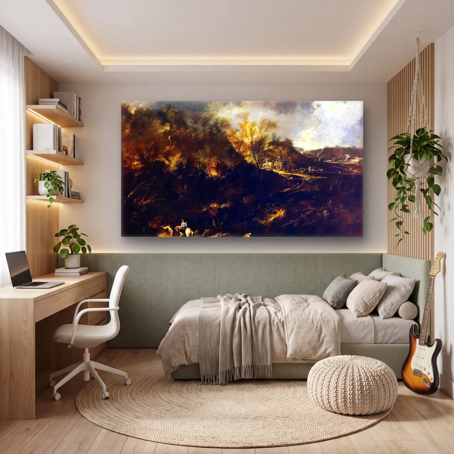 Alessandro Magnasco – Mountainous Landscape cam tablo — genç odasında
