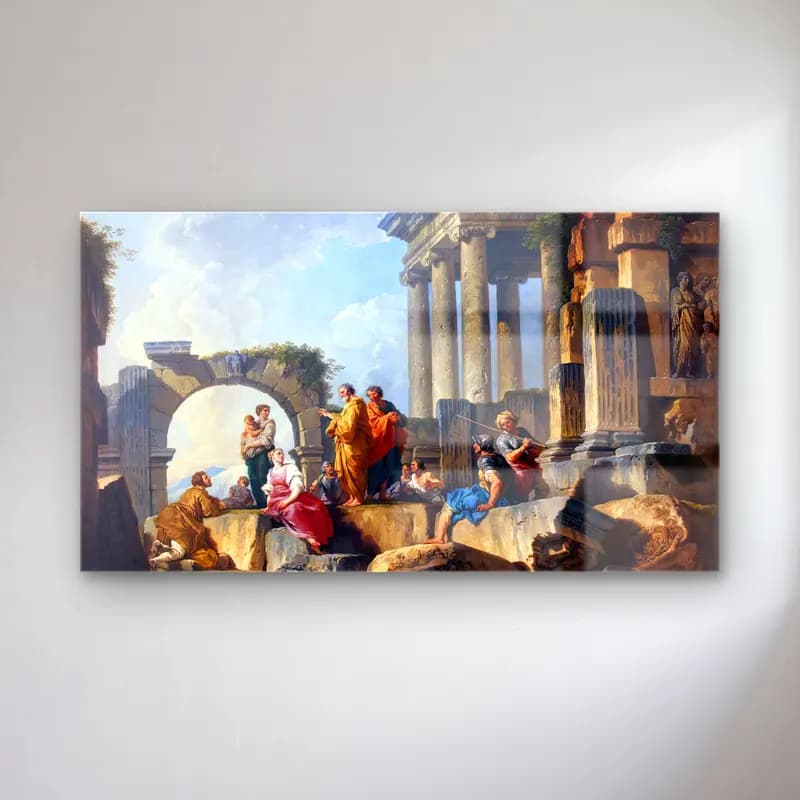 Giovanni Paolo Pannini – Apostle Paul Preaching on the Ruins cam tablo — Giovanni Paolo Pannini – Apostle Paul Preaching on the Ruins — yağlı boya dini sahne