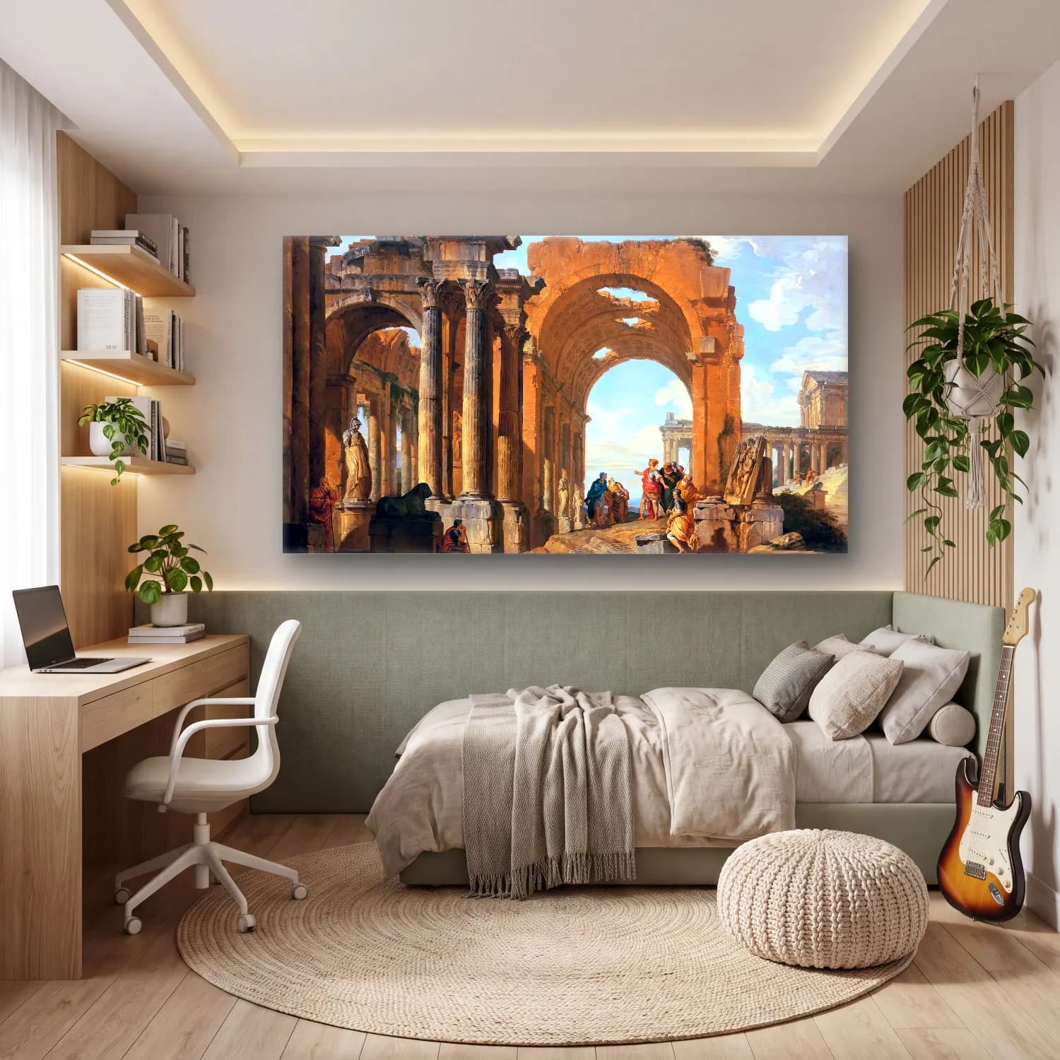 Giovanni Paolo Pannini – Architectural Capriccio cam tablo — genç odasında