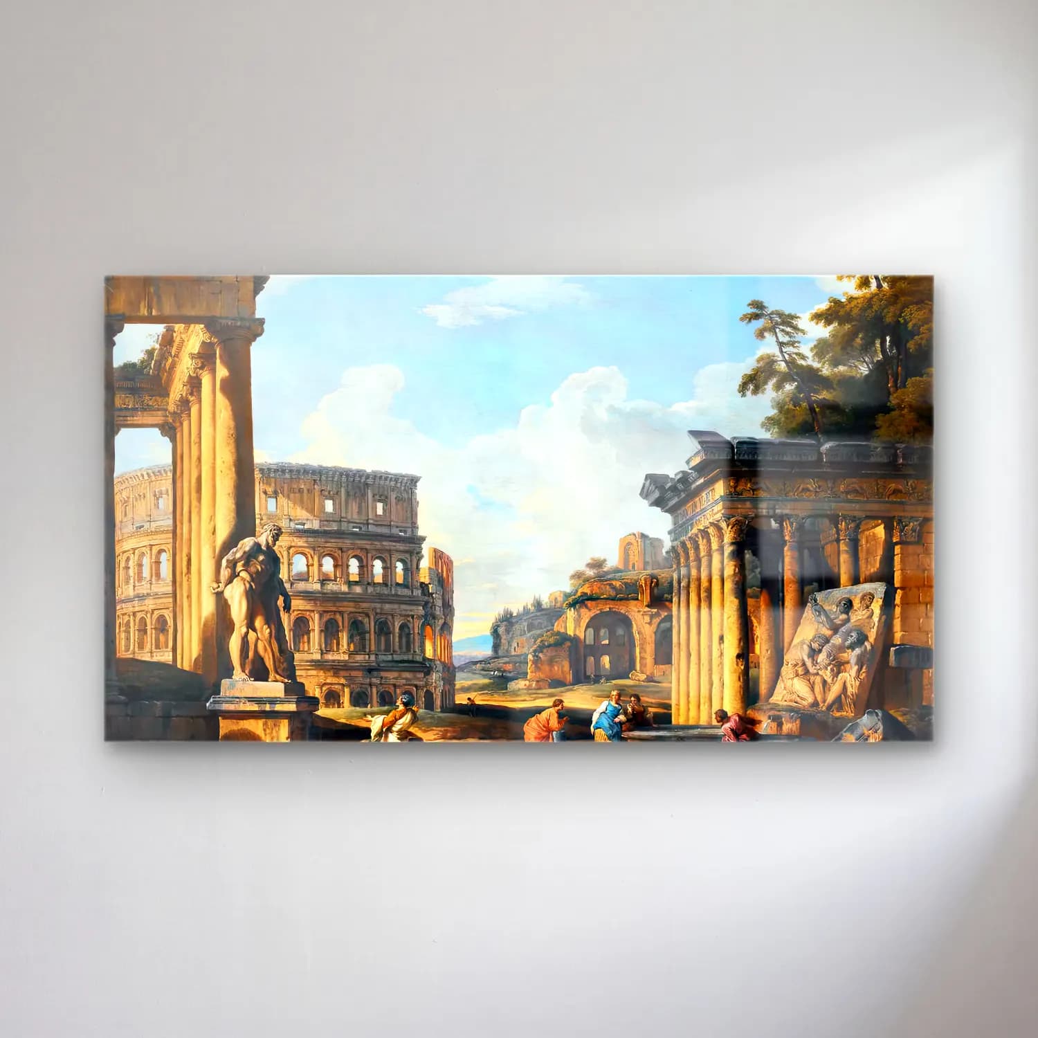 Giovanni Paolo Pannini – Capriccio of Classical Ruins cam tablo — Giovanni Paolo Pannini – Capriccio of Classical Ruins — yağlı boya antik kalıntılar