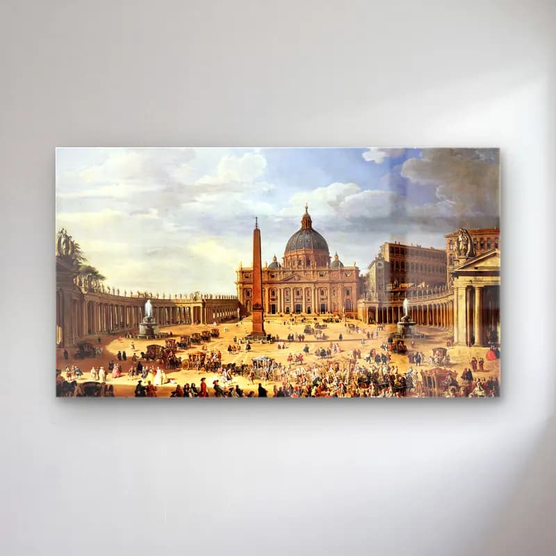 Giovanni Paolo Pannini – Departure of the Duc de Choiseul from the Piazza di San… cam tablo — Giovanni Paolo Pannini – Departure of the Duc de Choiseul from the Piazza di San… — yağlı boya dini sahne