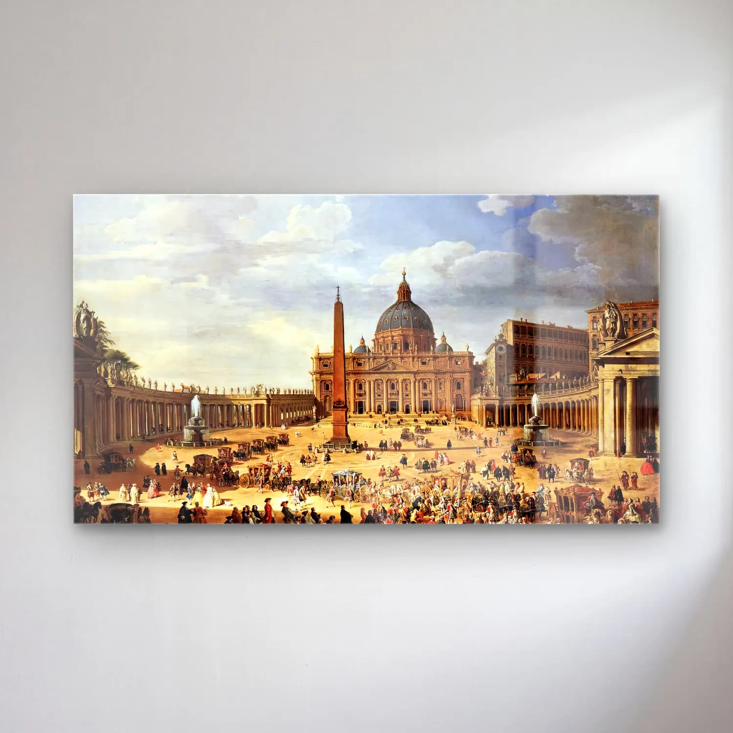 Giovanni Paolo Pannini – Departure of the Duc de Choiseul from the Piazza di San… cam tablo — Giovanni Paolo Pannini – Departure of the Duc de Choiseul from the Piazza di San… — yağlı boya dini sahne