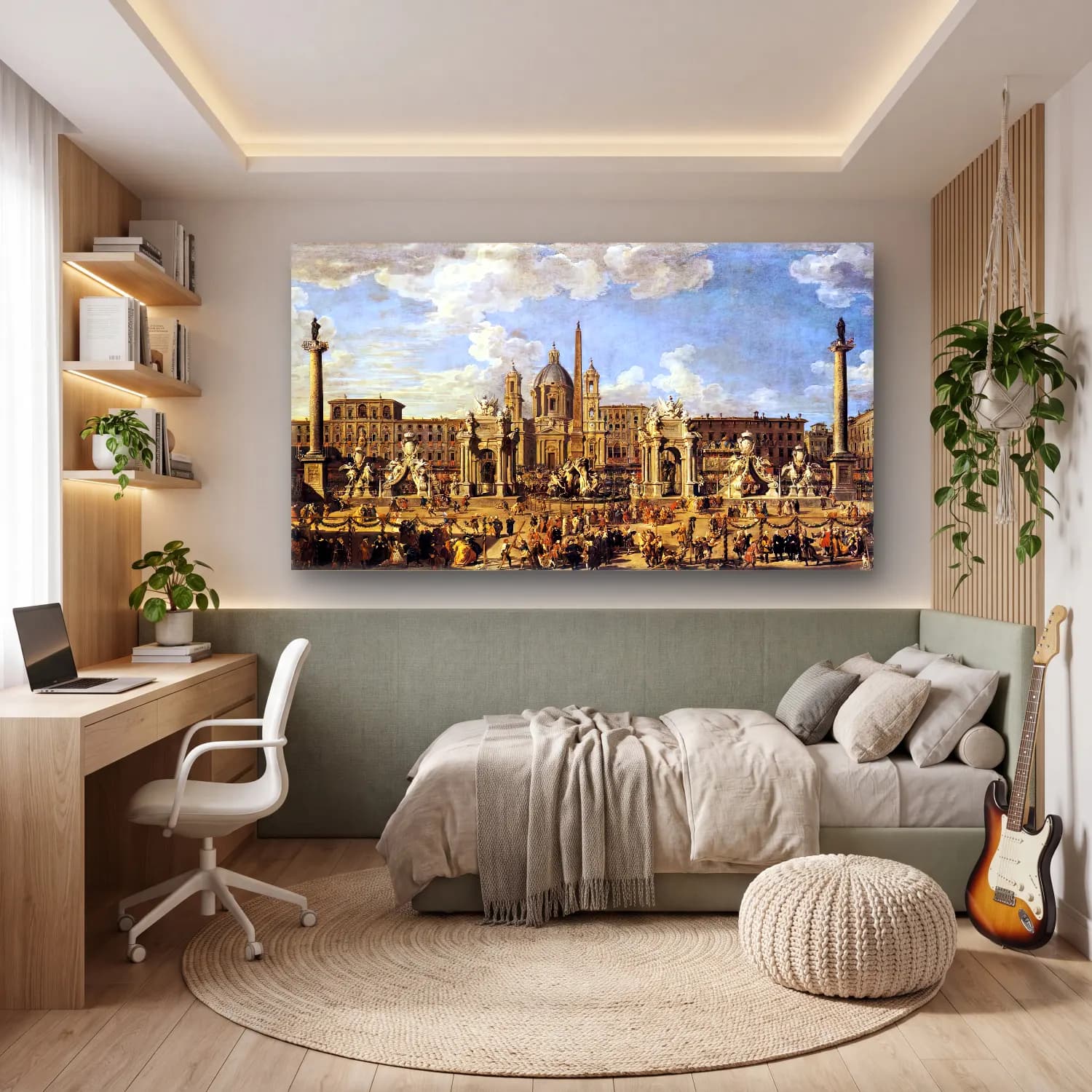 Giovanni Paolo Pannini – Piazza Navona in Rome cam tablo — genç odasında