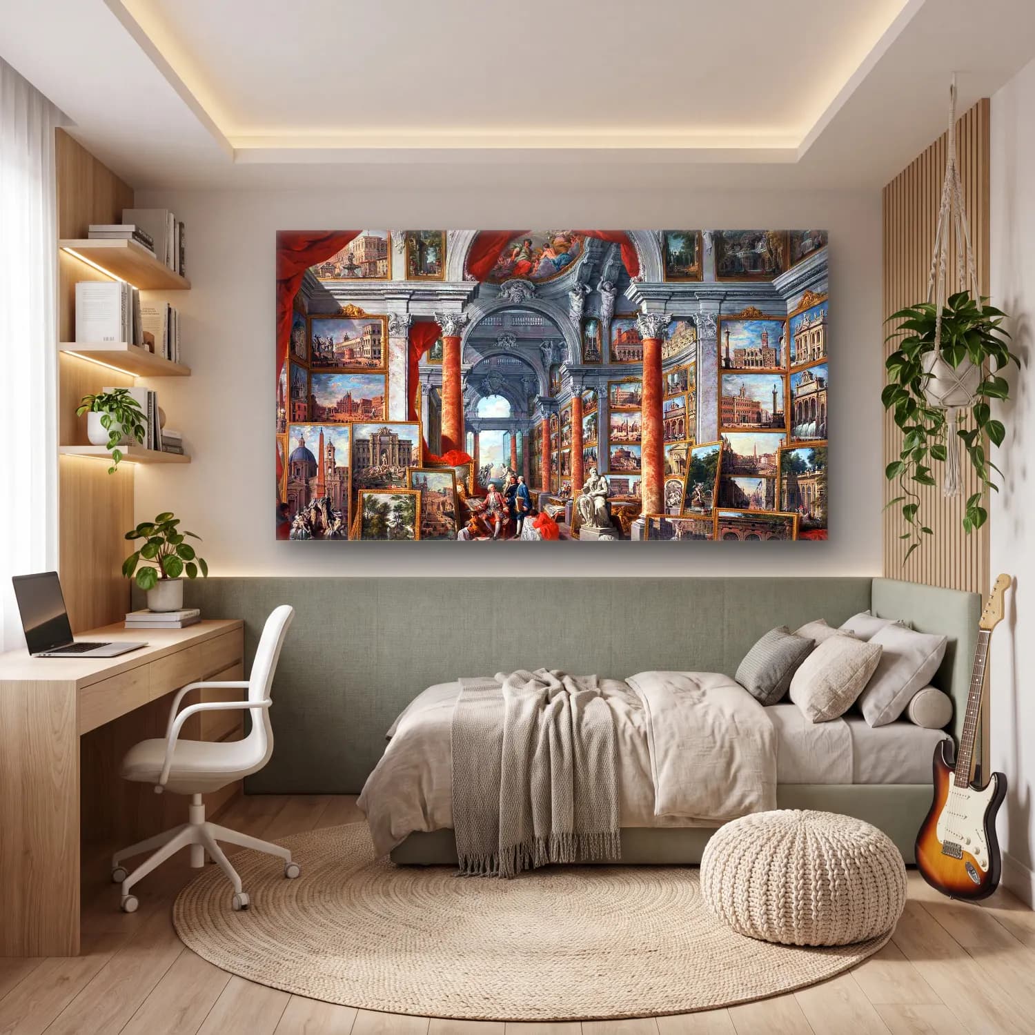 Giovanni Paolo Pannini – Picture Gallery with Views of Modern Rome cam tablo — genç odasında