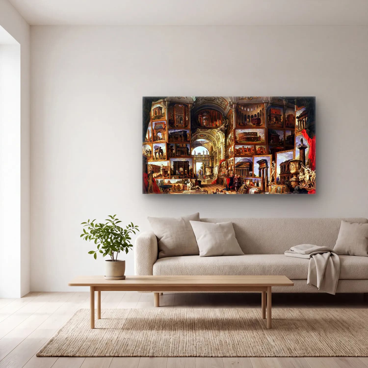 Giovanni Paolo Pannini – Roma Antica cam tablo — açık renk salonda