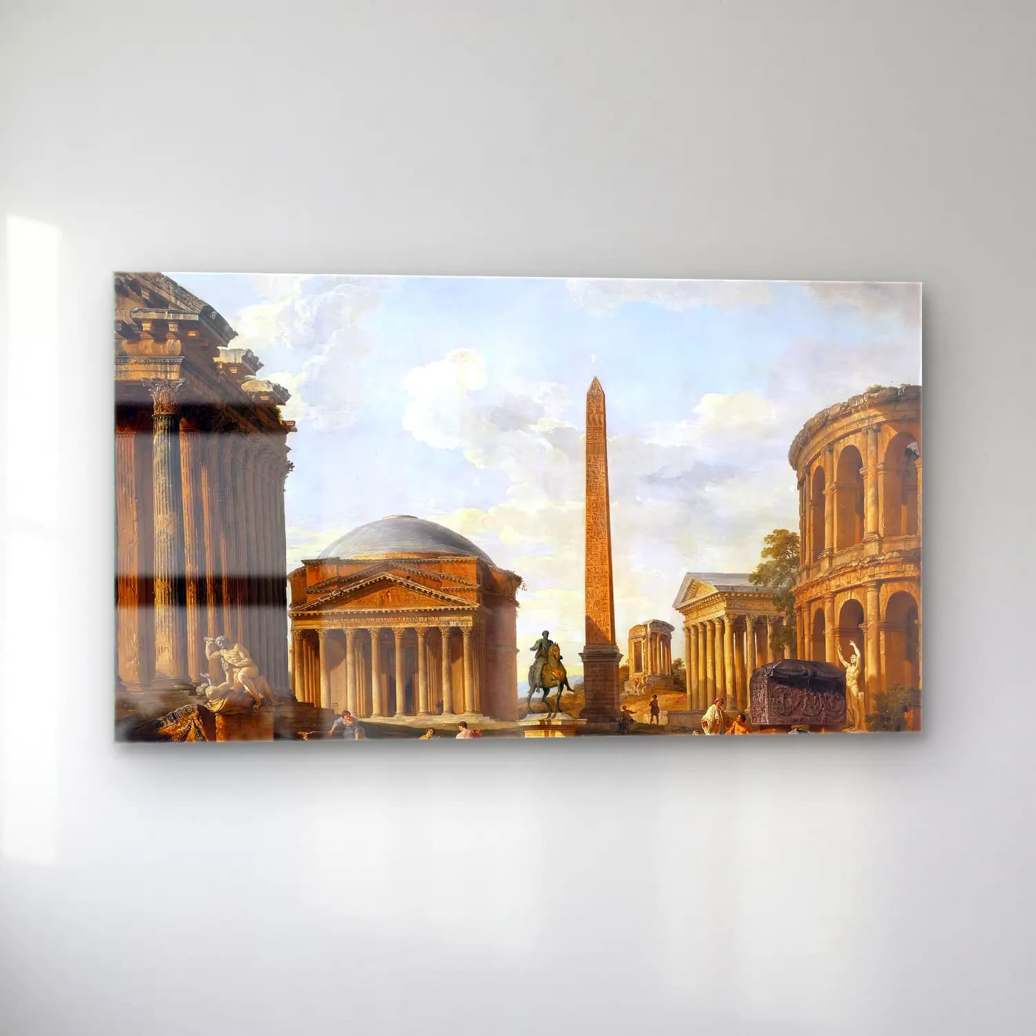 Giovanni Paolo Pannini – Roman Capriccio The Pantheon and Other Monuments cam tablo — sol açıdan görünüm