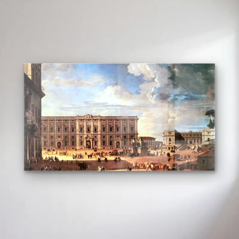 Giovanni Paolo Pannini – The Piazza del Quirinale cam tablo — Giovanni Paolo Pannini – The Piazza del Quirinale — yağlı boya roma