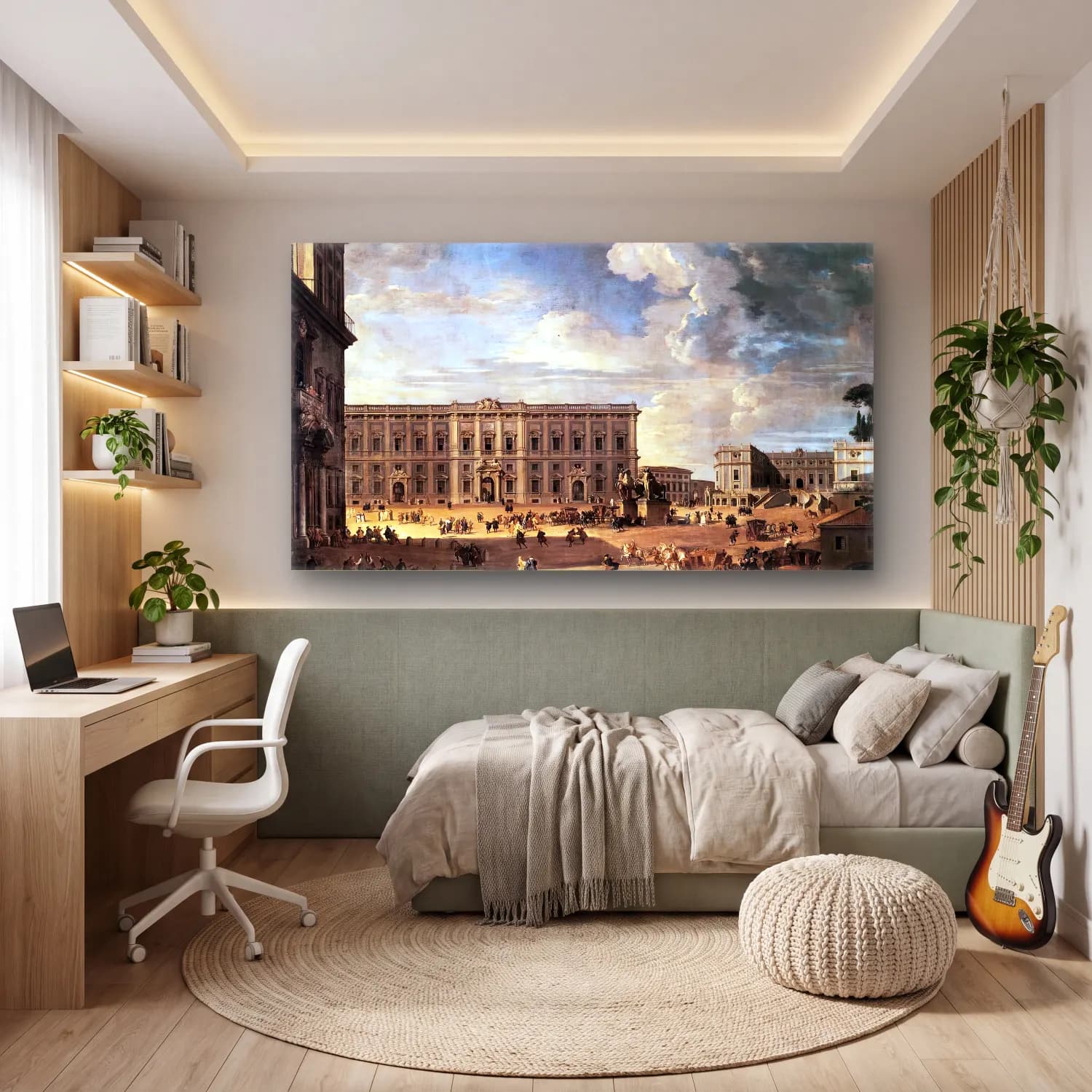 Giovanni Paolo Pannini – The Piazza del Quirinale cam tablo — genç odasında