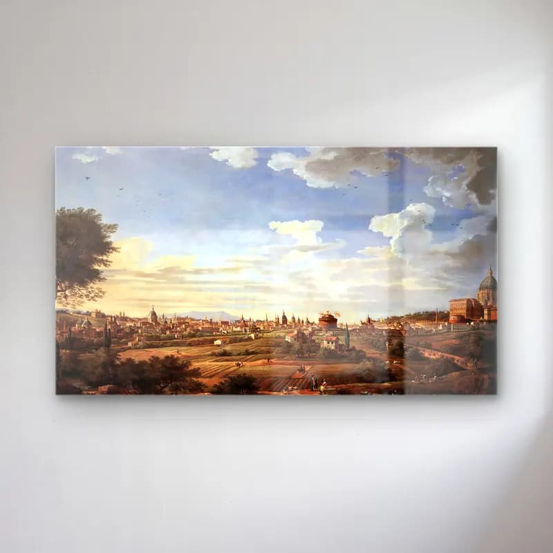 Giovanni Paolo Pannini – View of Rome from Mt. Mario, in the Southeast cam tablo — Giovanni Paolo Pannini – View of Rome from Mt. Mario, in the Southeast — yağlı boya roma