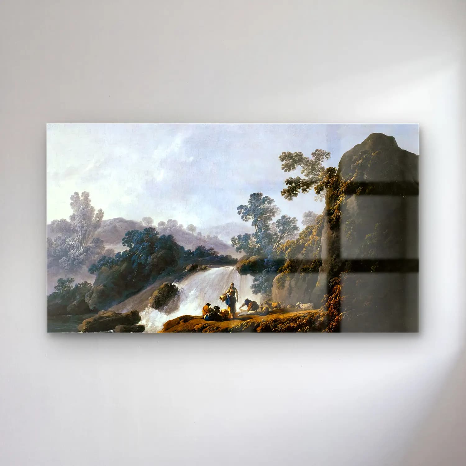 Jean-Baptiste Pillement – Landscape with Washerwomen cam tablo — Jean-Baptiste Pillement – Landscape with Washerwomen — yağlı boya şelale
