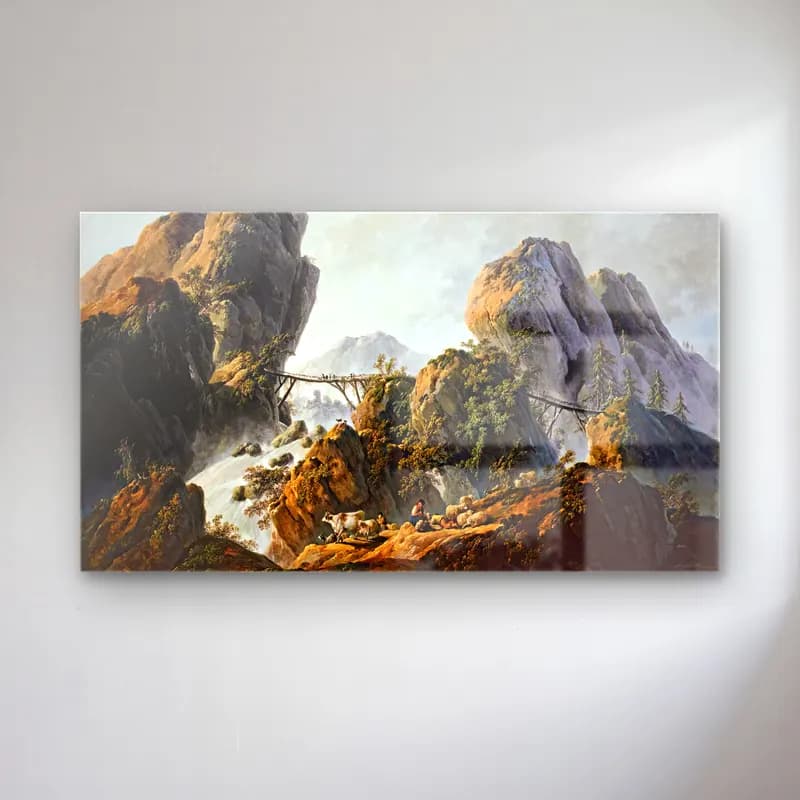 Jean-Baptiste Pillement – Mountainous Landscape cam tablo — Jean-Baptiste Pillement – Mountainous Landscape — vintage dağ manzarası