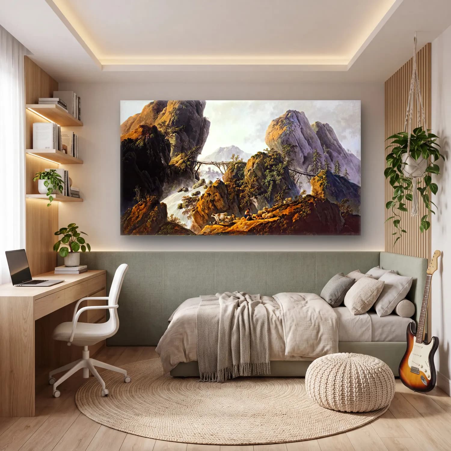 Jean-Baptiste Pillement – Mountainous Landscape cam tablo — genç odasında