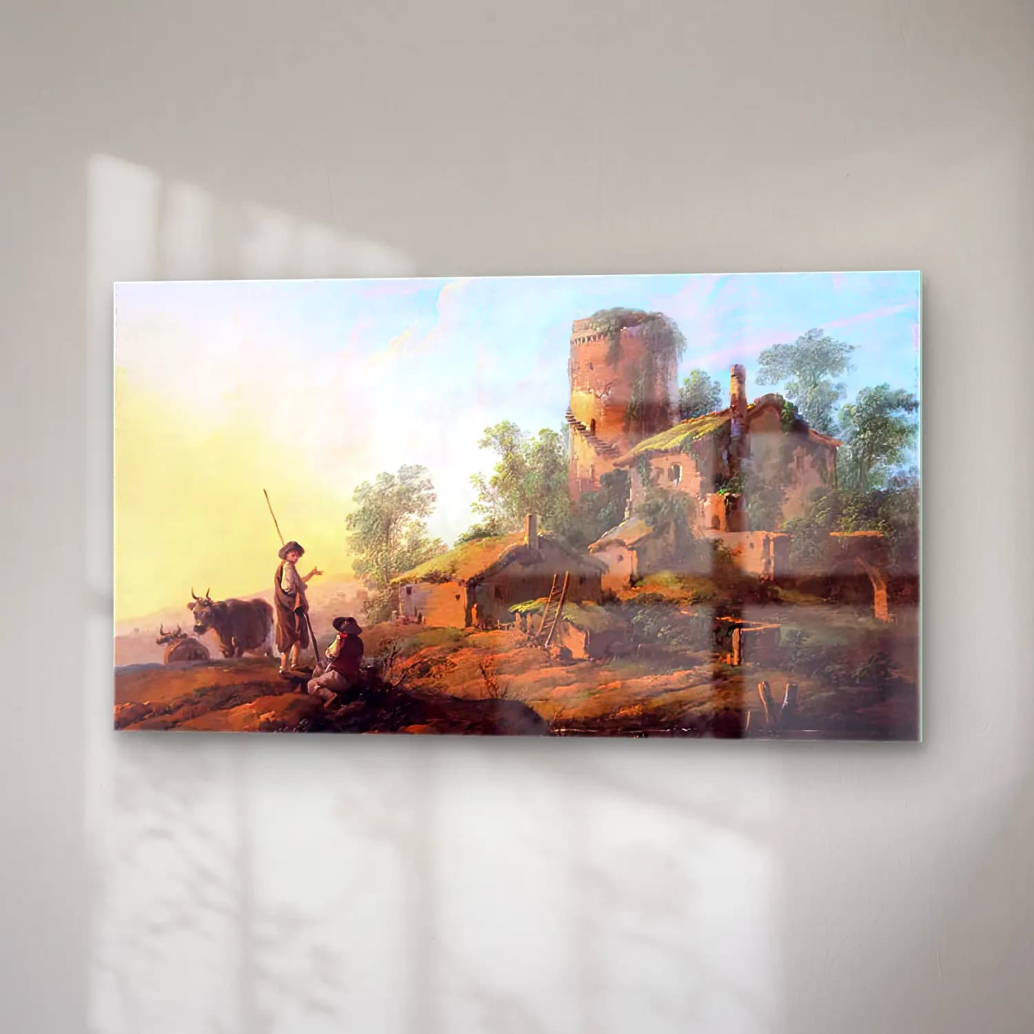 Jean-Baptiste Pillement – Pastoral Landscape with Shepherds cam tablo — sağ açıdan görünüm