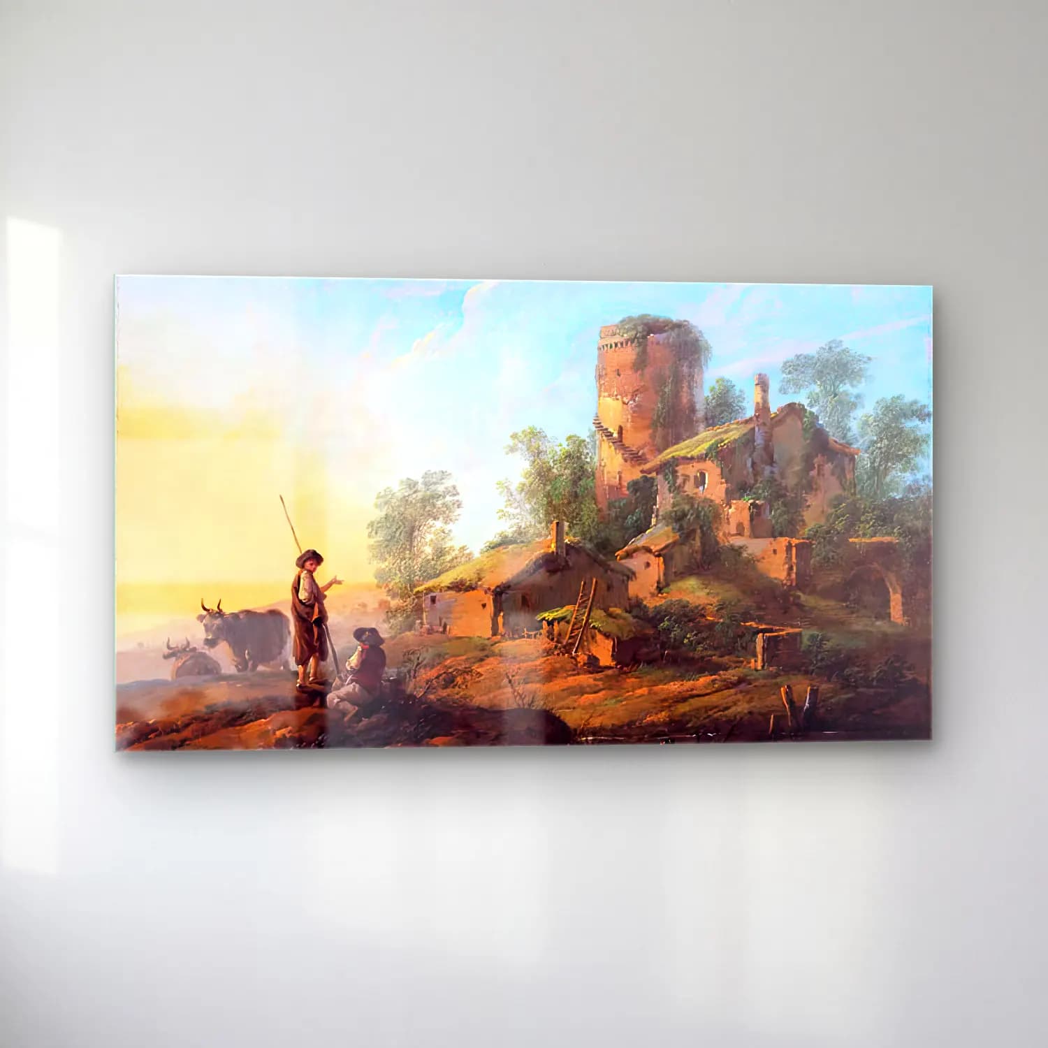 Jean-Baptiste Pillement – Pastoral Landscape with Shepherds cam tablo — sol açıdan görünüm