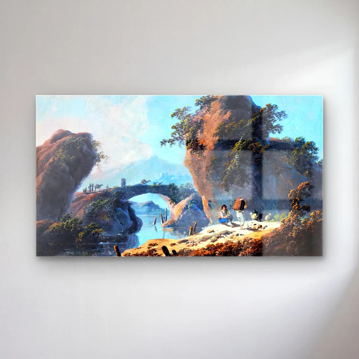 Jean-Baptiste Pillement – River Landscape cam tablo — Jean-Baptiste Pillement – River Landscape — yağlı boya köprü