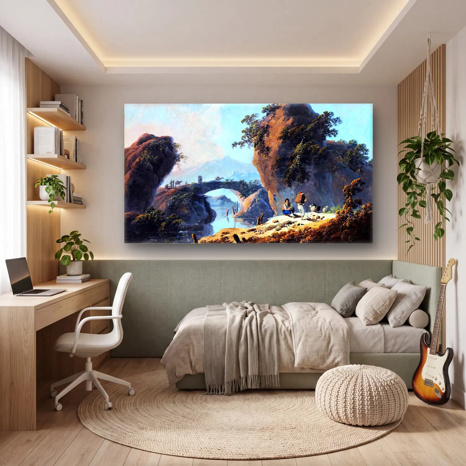 Jean-Baptiste Pillement – River Landscape cam tablo — genç odasında