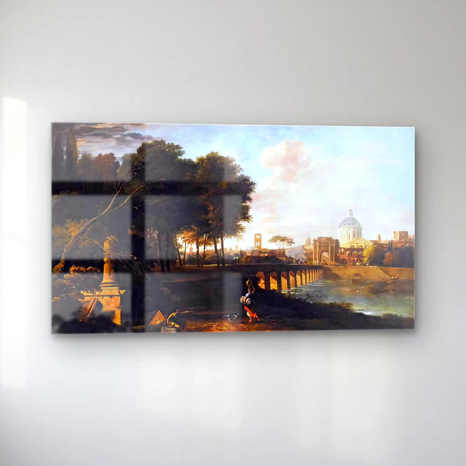 Marco Ricci – A Capriccio Landscape with a Domed Church cam tablo — sol açıdan görünüm