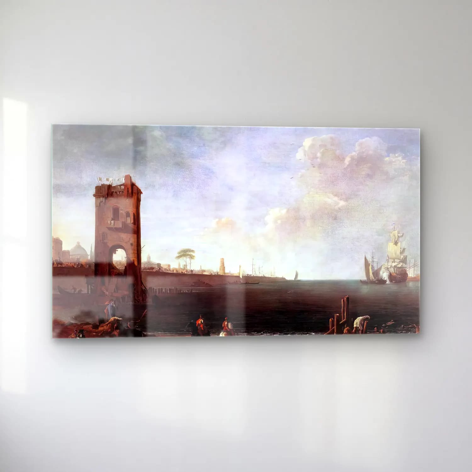 Marco Ricci – Coastal View with Tower cam tablo — sol açıdan görünüm