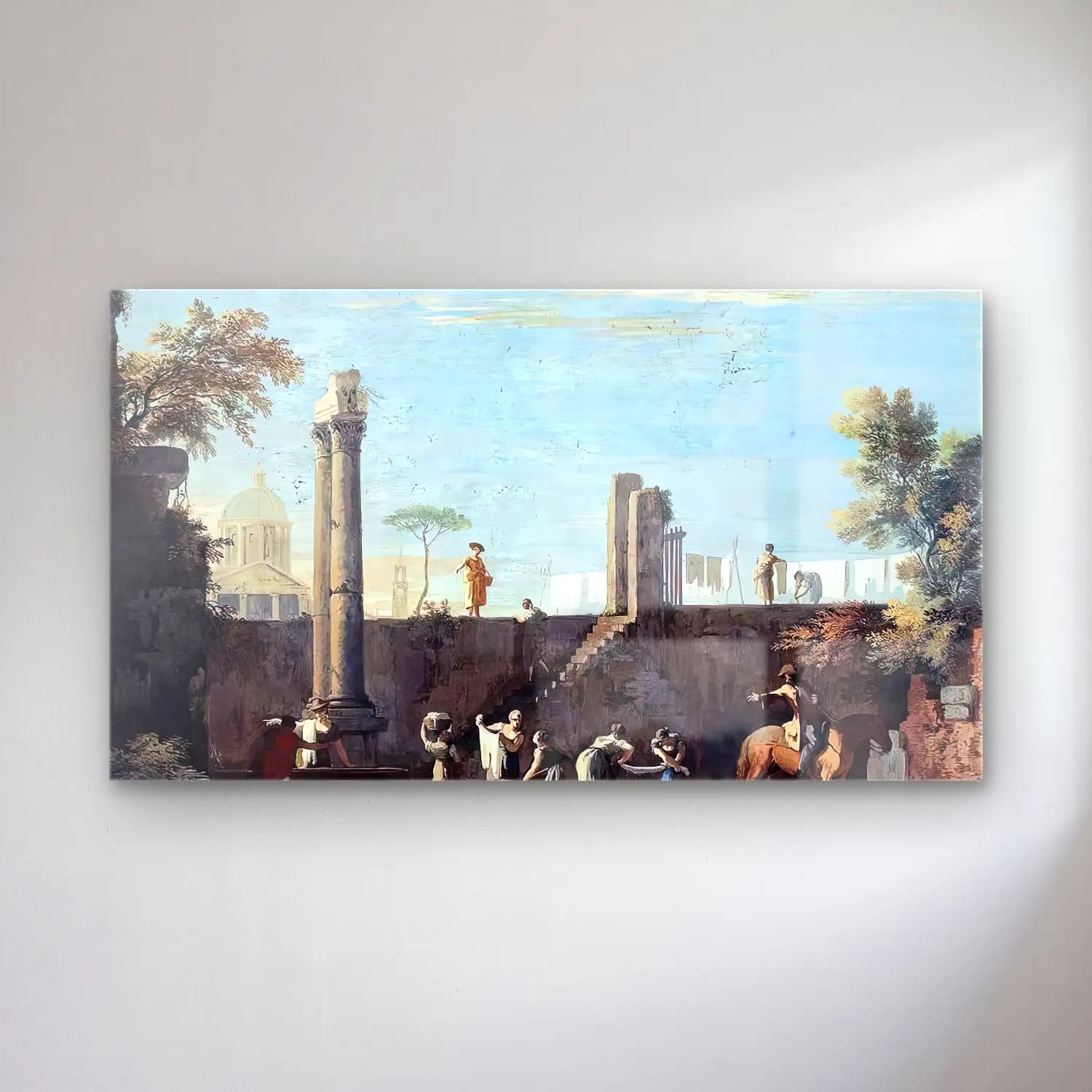 Marco Ricci – Figures among Ruins cam tablo — Marco Ricci – Figures among Ruins — yağlı boya roma
