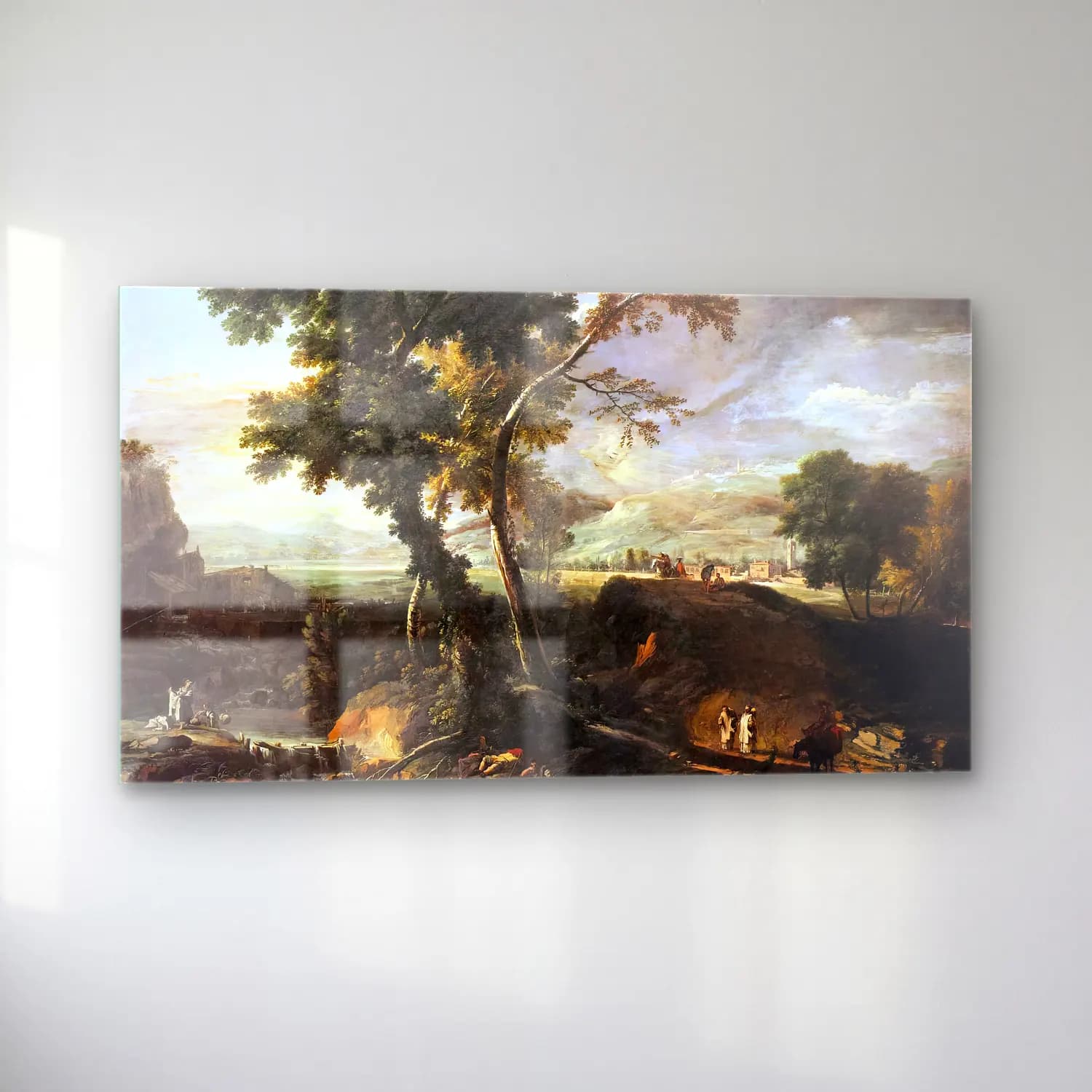 Marco Ricci – Landscape with River and Figures cam tablo — sol açıdan görünüm
