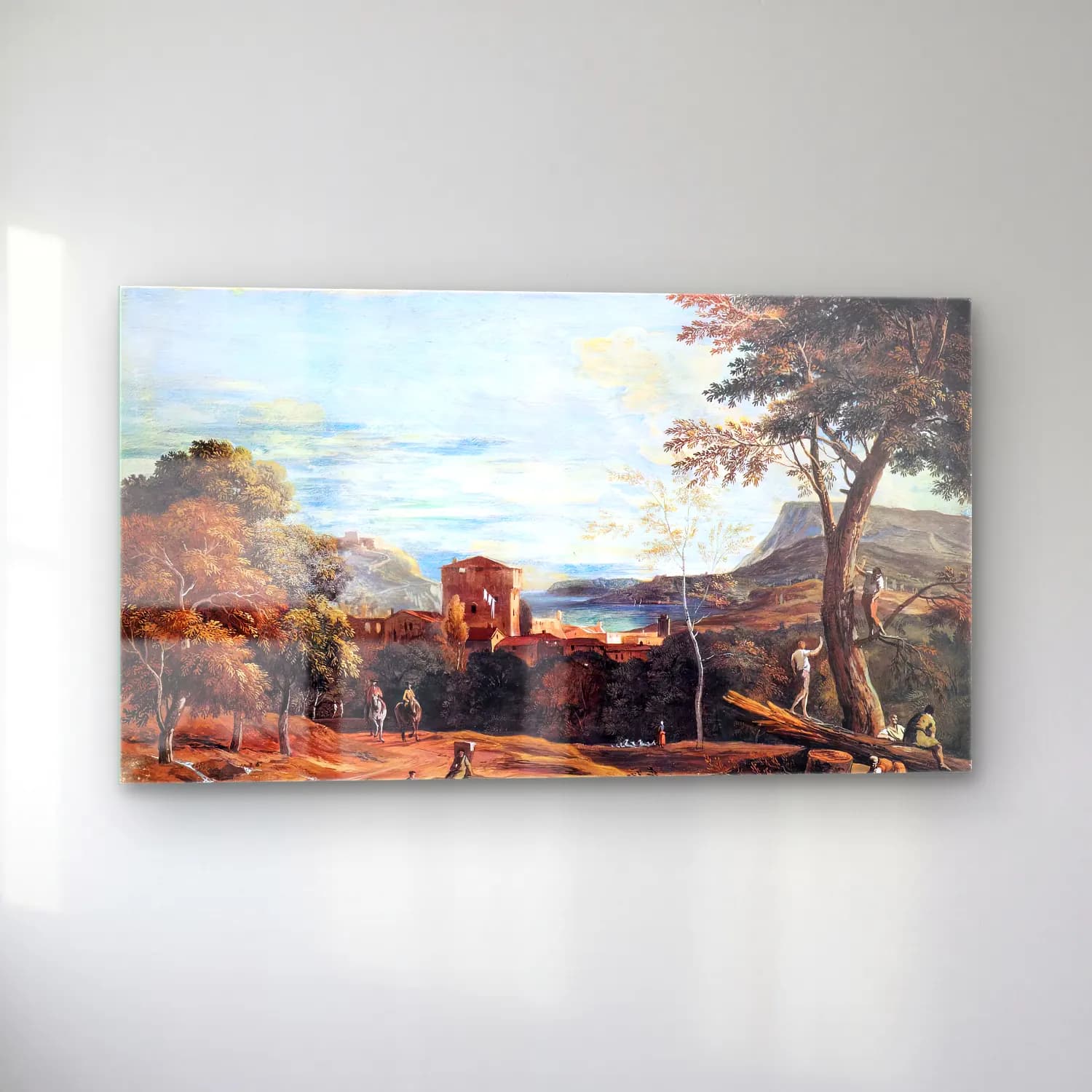 Marco Ricci – Landscape with Woodcutters and Two Horsemen cam tablo — sol açıdan görünüm