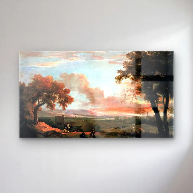 Marco Ricci – Southern Landscape at Twilight cam tablo — Marco Ricci – Southern Landscape at Twilight — yağlı boya dağ manzarası