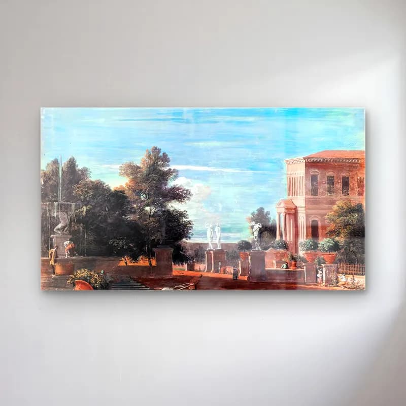 Marco Ricci – Villa in a Park Setting cam tablo — Marco Ricci – Villa in a Park Setting — yağlı boya antik kalıntılar