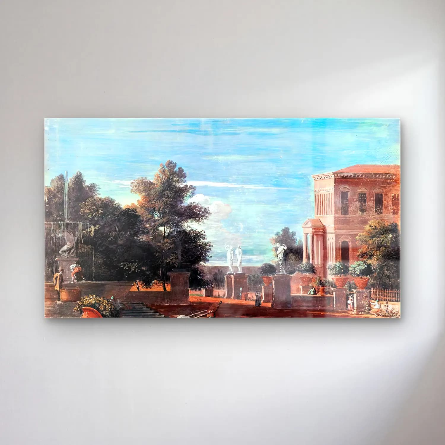 Marco Ricci – Villa in a Park Setting cam tablo — Marco Ricci – Villa in a Park Setting — yağlı boya antik kalıntılar