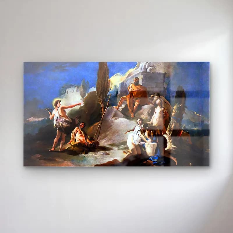 Giovanni Battista Tiepolo – Apollo and Marsyas cam tablo — Giovanni Battista Tiepolo – Apollo and Marsyas — yağlı boya mitolojik sahne