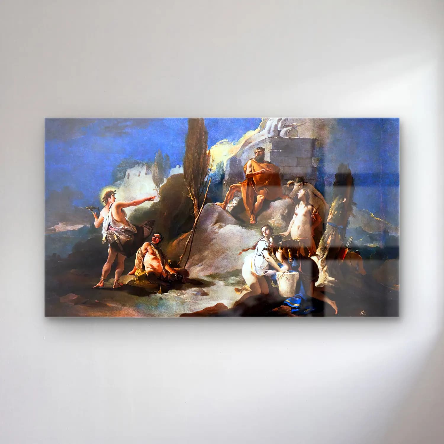 Giovanni Battista Tiepolo – Apollo and Marsyas cam tablo — Giovanni Battista Tiepolo – Apollo and Marsyas — yağlı boya mitolojik sahne