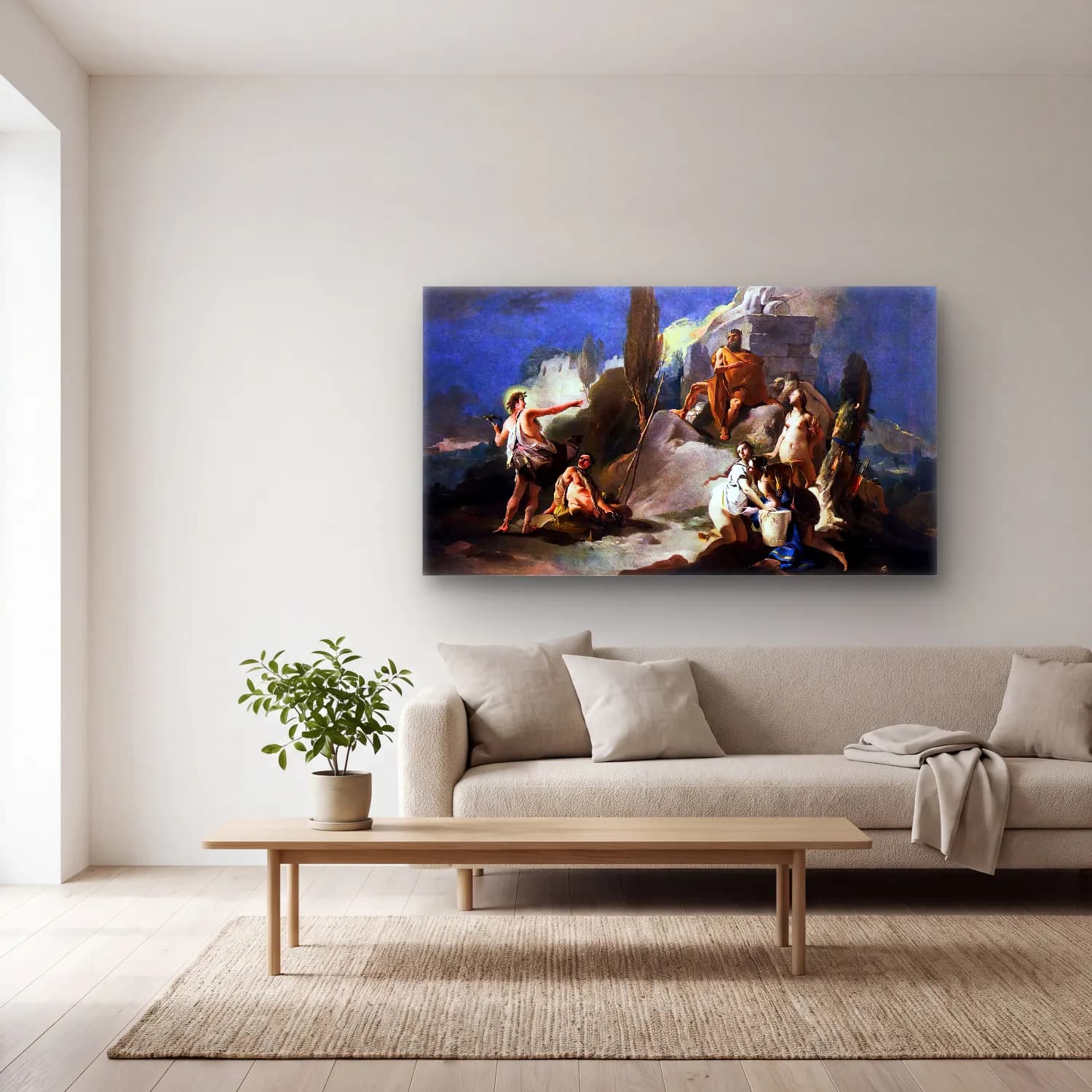 Giovanni Battista Tiepolo – Apollo and Marsyas cam tablo — açık renk salonda