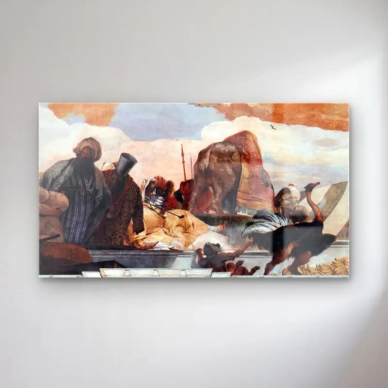 Giovanni Battista Tiepolo – Apollo and the Continents (Africa, left-hand side) cam tablo — Giovanni Battista Tiepolo – Apollo and the Continents (Africa, left-hand side) — vintage mitolojik sahne