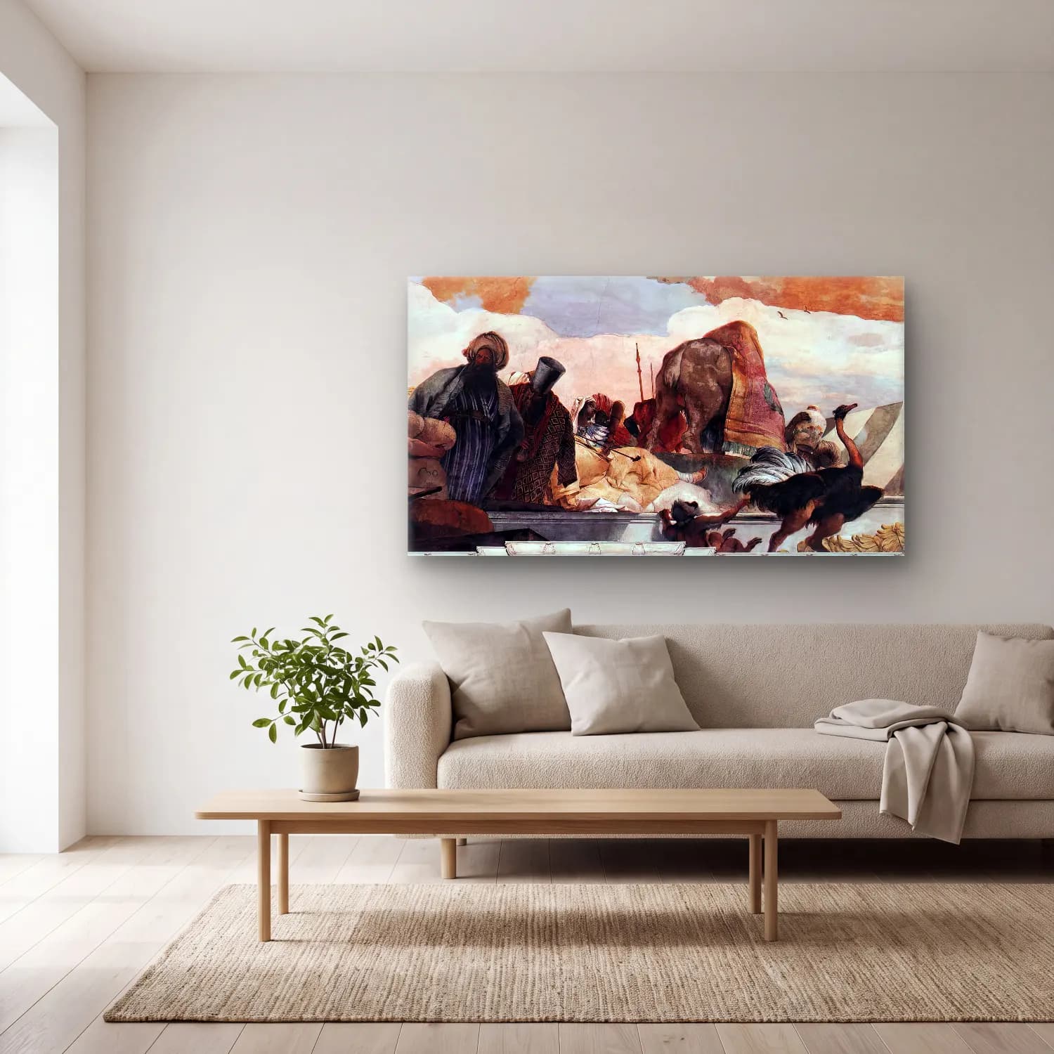 Giovanni Battista Tiepolo – Apollo and the Continents (Africa, left-hand side) cam tablo — açık renk salonda