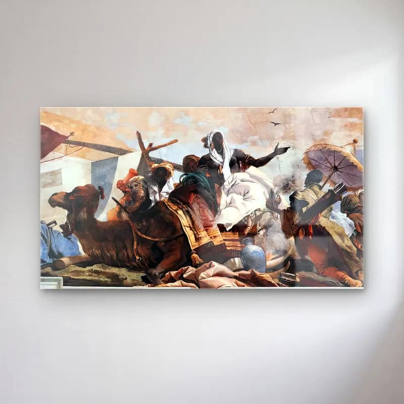 Giovanni Battista Tiepolo – Apollo and the Continents (Africa, right-hand side) cam tablo — Giovanni Battista Tiepolo – Apollo and the Continents (Africa, right-hand side) — vintage savaş sahnesi