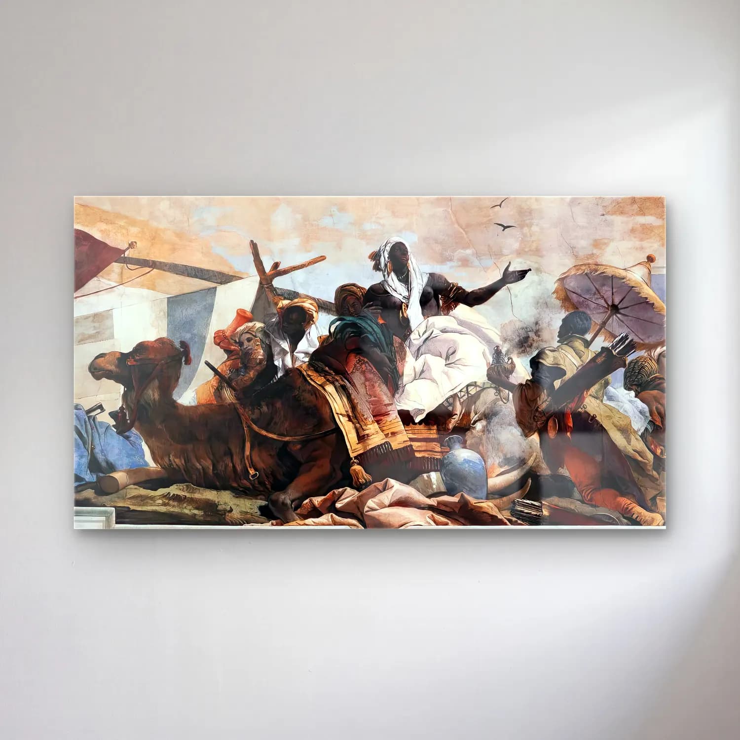 Giovanni Battista Tiepolo – Apollo and the Continents (Africa, right-hand side) cam tablo — Giovanni Battista Tiepolo – Apollo and the Continents (Africa, right-hand side) — vintage savaş sahnesi
