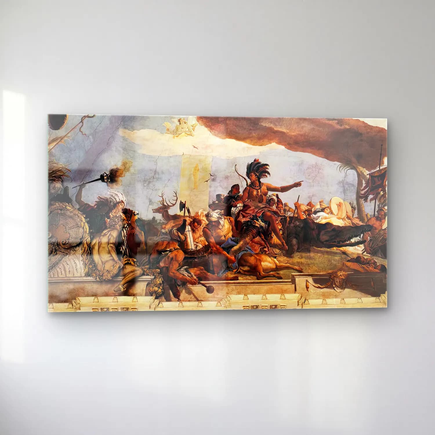Giovanni Battista Tiepolo – Apollo and the Continents (America, left-hand side) cam tablo — sol açıdan görünüm