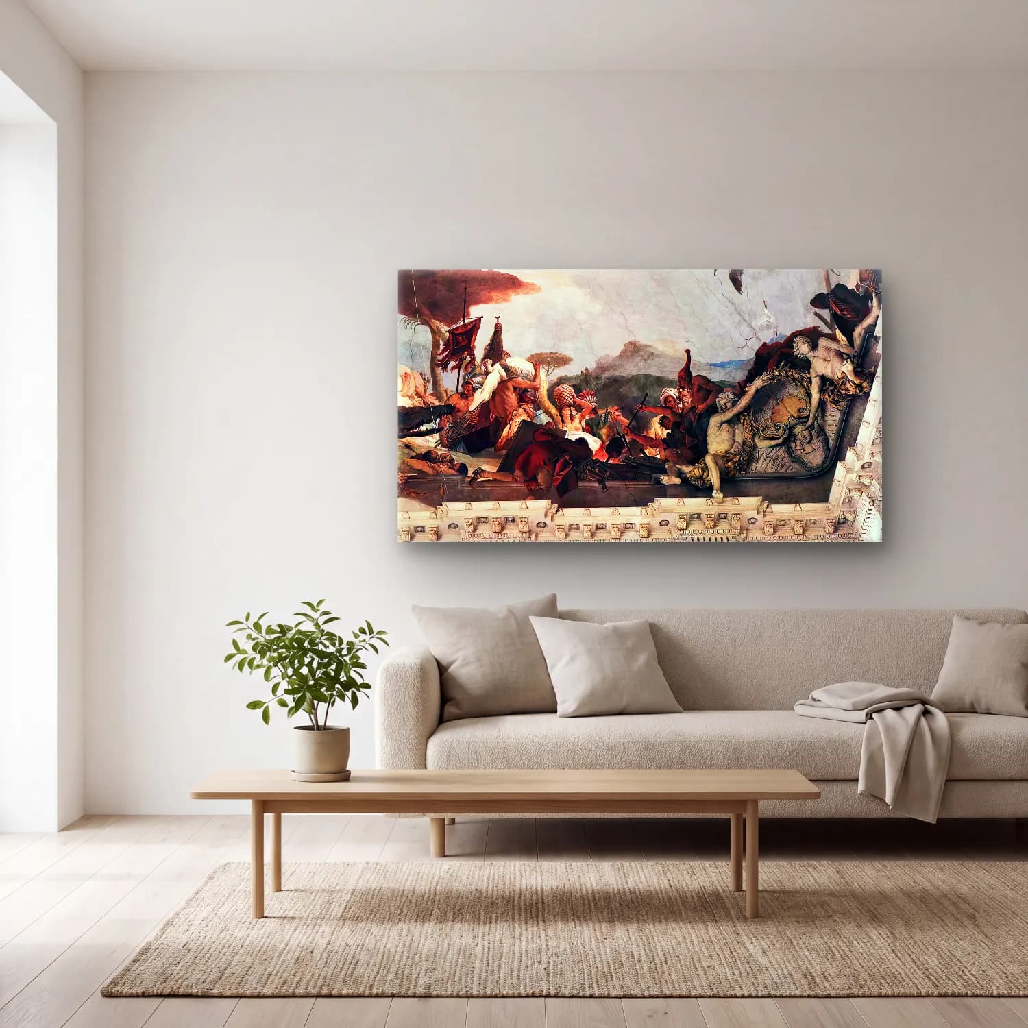 Giovanni Battista Tiepolo – Apollo and the Continents (America, right-hand side) cam tablo — açık renk salonda