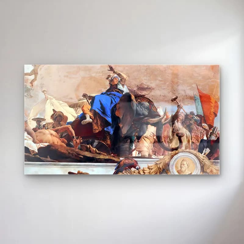 Giovanni Battista Tiepolo – Apollo and the Continents (Asia, figure of Asia) cam tablo — Giovanni Battista Tiepolo – Apollo and the Continents (Asia, figure of Asia) — maksimalist savaş sahnesi