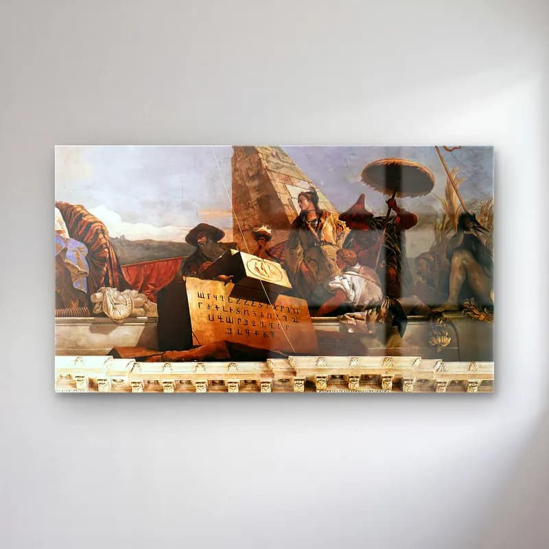 Giovanni Battista Tiepolo – Apollo and the Continents (Asia, obelisk group) cam tablo — Giovanni Battista Tiepolo – Apollo and the Continents (Asia, obelisk group) — empresyonist roma