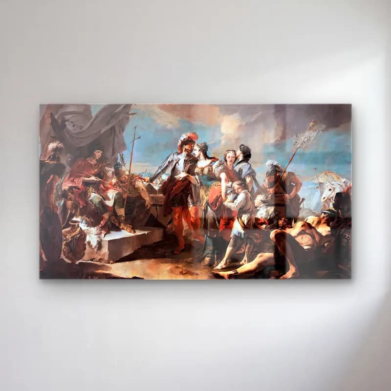 Giovanni Battista Tiepolo – Queen Zenobia before Emperor Aurelianus cam tablo — Giovanni Battista Tiepolo – Queen Zenobia before Emperor Aurelianus — yağlı boya savaş sahnesi