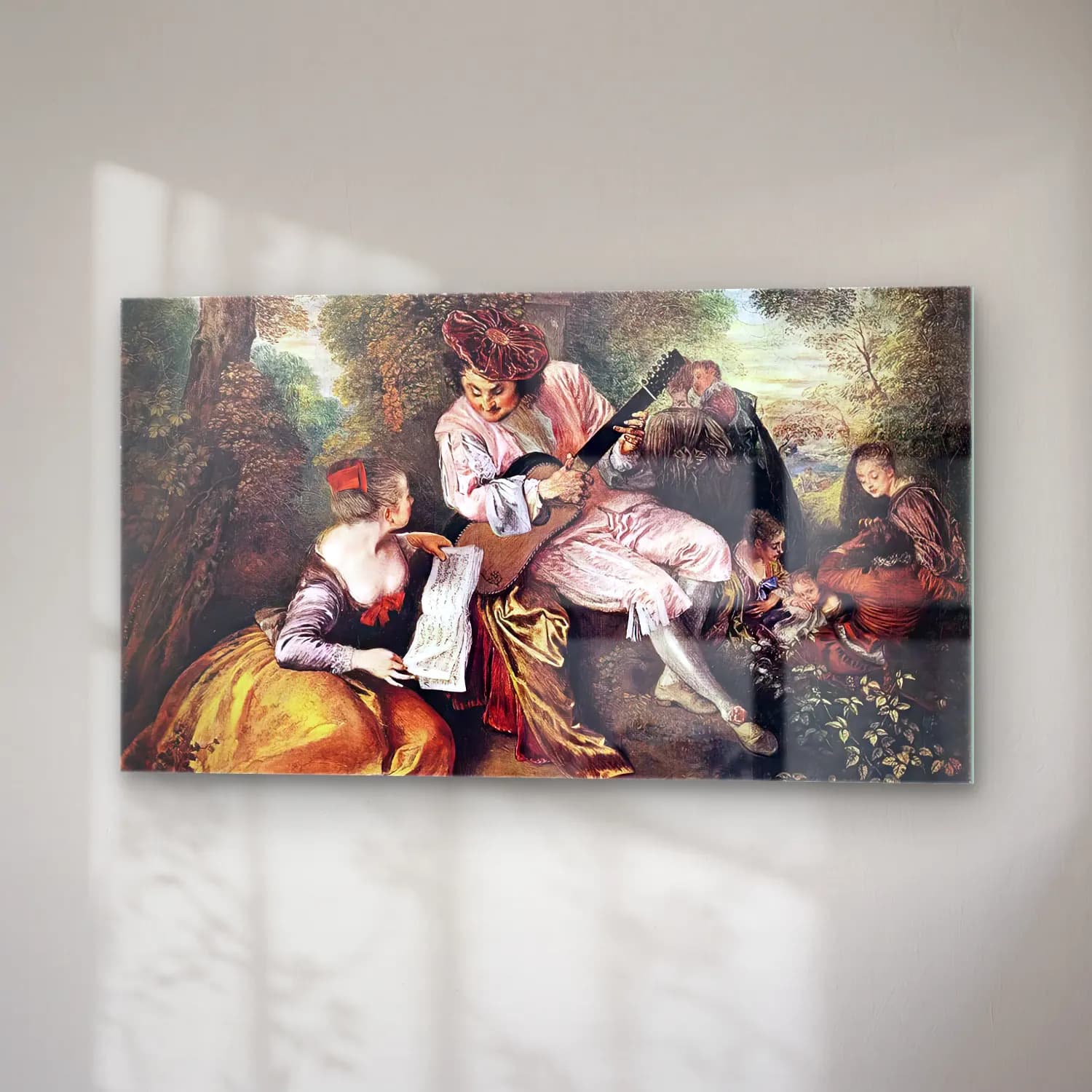 Jean-Antoine Watteau – La gamme d amour (The Love Song) cam tablo — sağ açıdan görünüm