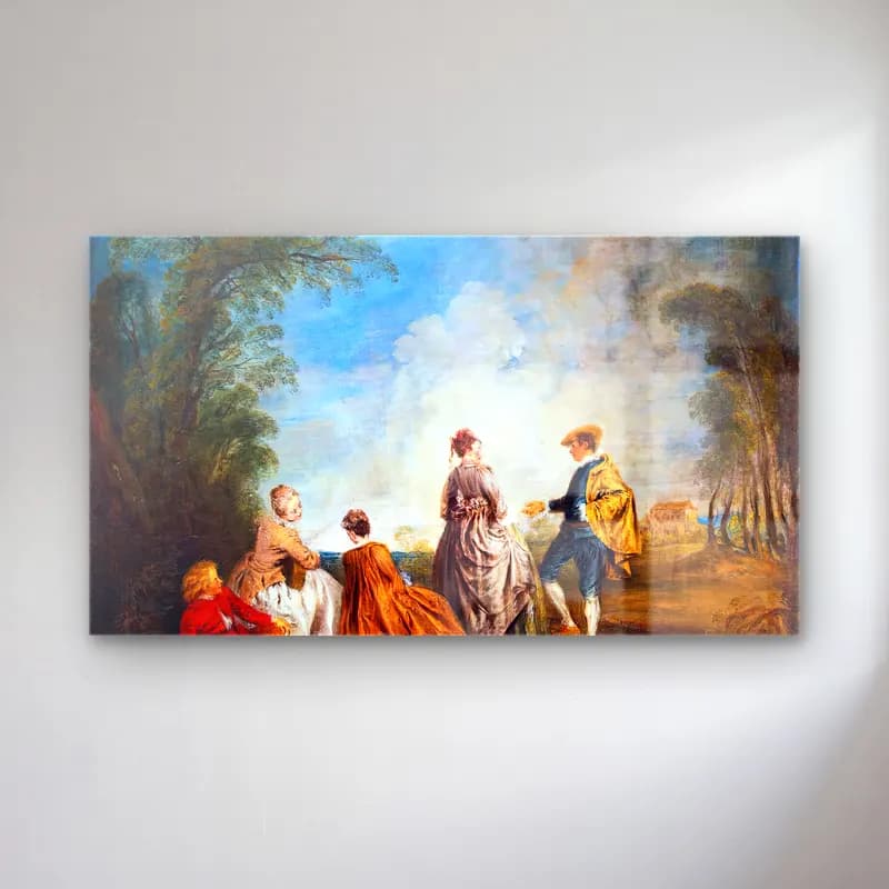 Jean-Antoine Watteau – An Embarrassing Proposal cam tablo — Jean-Antoine Watteau – An Embarrassing Proposal — empresyonist dansçılar