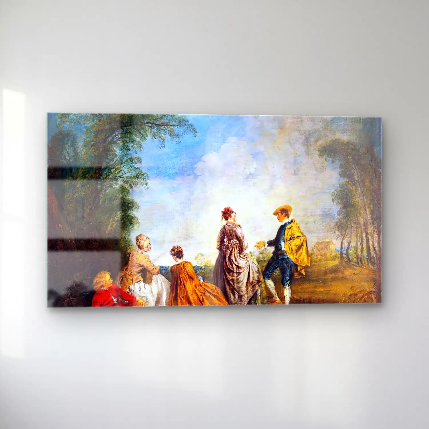 Jean-Antoine Watteau – An Embarrassing Proposal cam tablo — sol açıdan görünüm