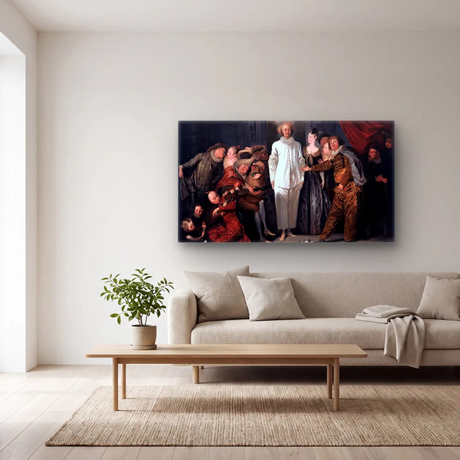 Jean-Antoine Watteau – Italian Comedians cam tablo — açık renk salonda