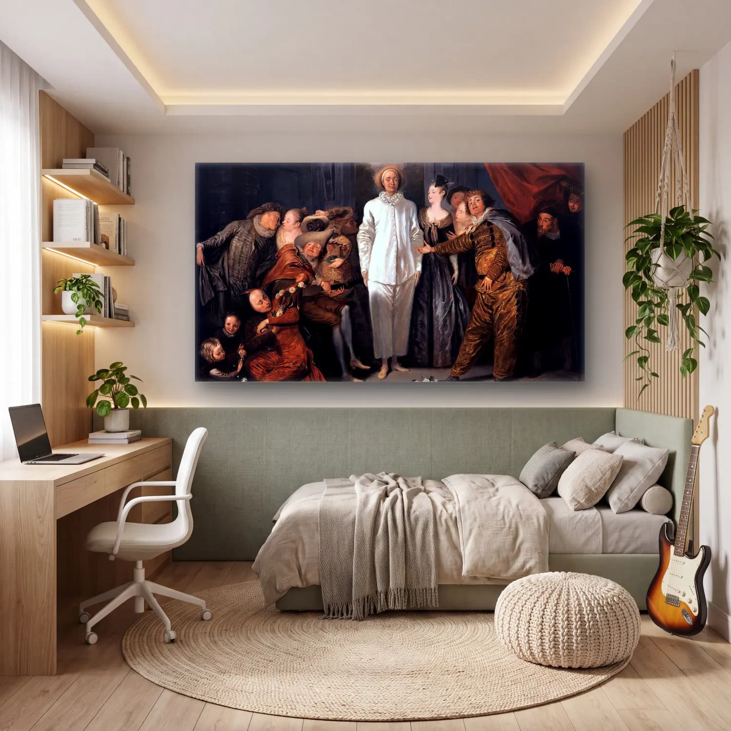 Jean-Antoine Watteau – Italian Comedians cam tablo — genç odasında