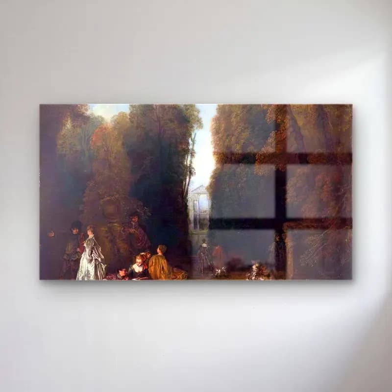 Jean-Antoine Watteau – La Perspective (View through the Trees) cam tablo — Jean-Antoine Watteau – La Perspective (View through the Trees) — empresyonist dini sahne