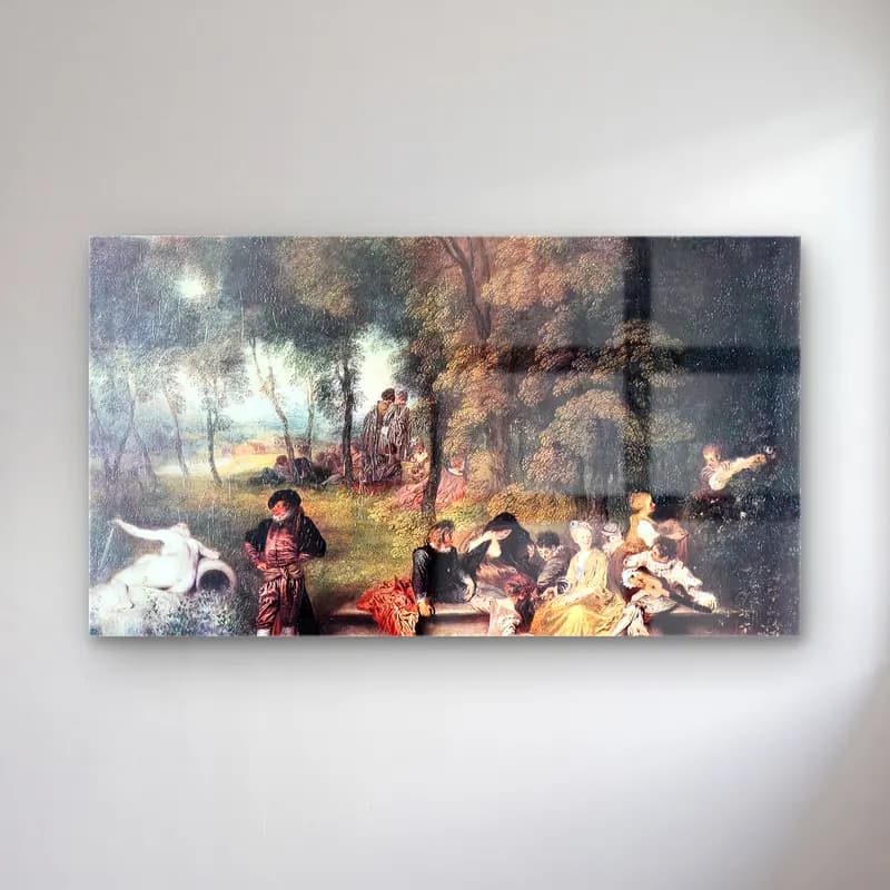 Jean-Antoine Watteau – Merry Company in the Open Air cam tablo — Jean-Antoine Watteau – Merry Company in the Open Air — empresyonist dini sahne