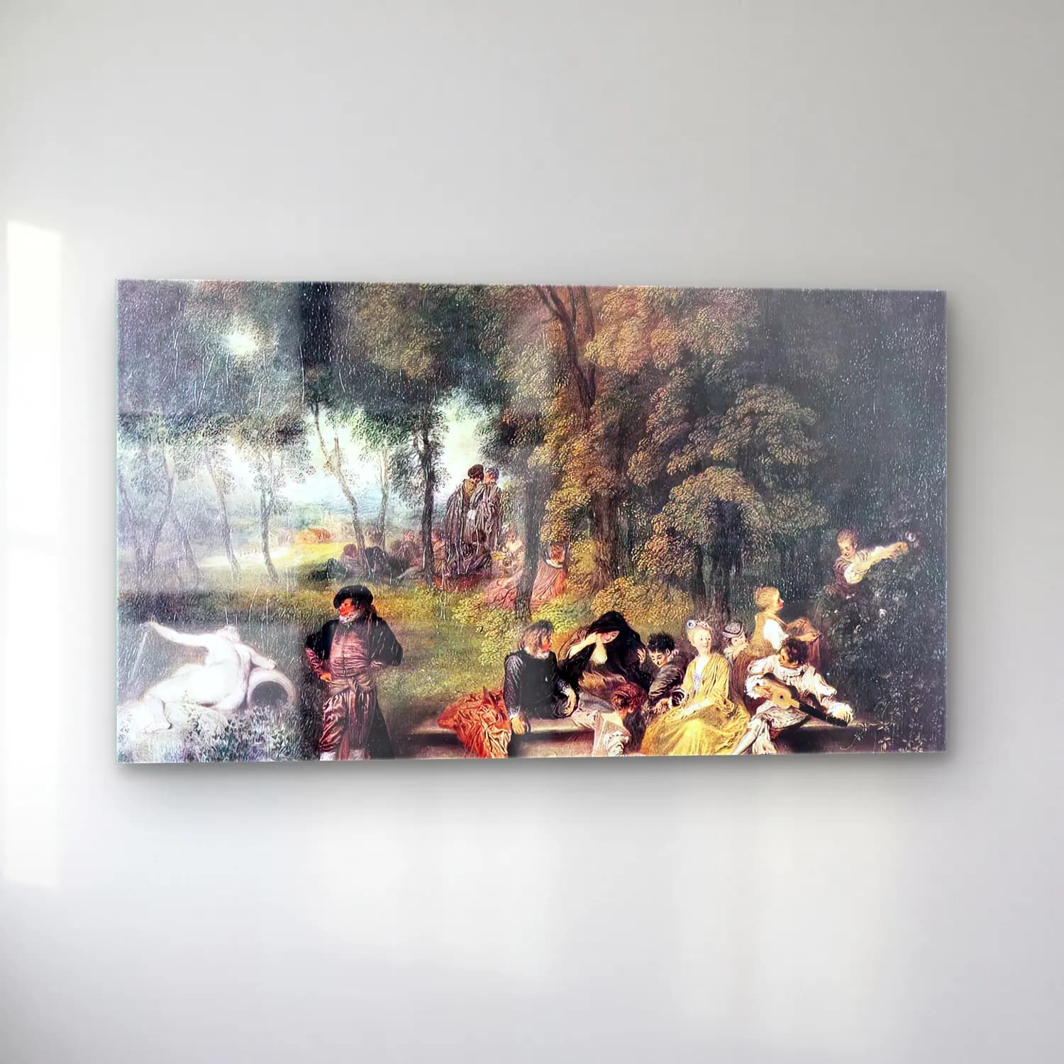 Jean-Antoine Watteau – Merry Company in the Open Air cam tablo — sol açıdan görünüm